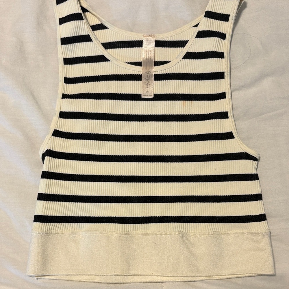 By Together Black and White Striped Crop Top